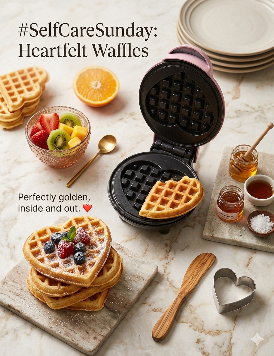 1pc Wall Plug 350-watt 4inch Mini Nonstick Pink Heart waffle Maker
