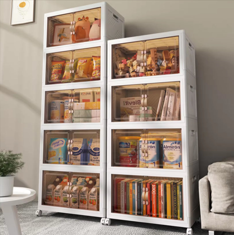 FlexiFold™ Multi-Purpose Mobile Storage Cabinet – 4-Tier Modular Organizer