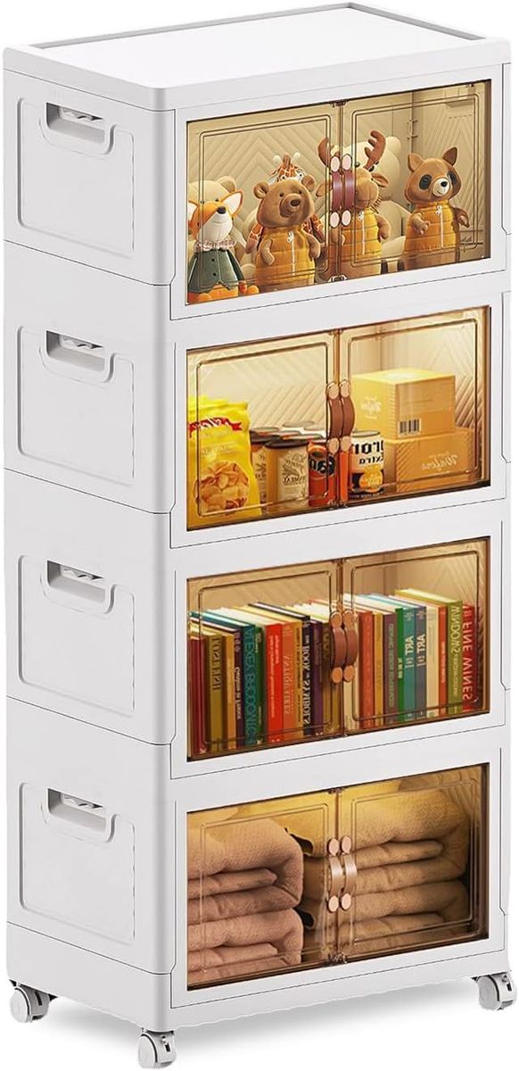 FlexiFold™ Multi-Purpose Mobile Storage Cabinet – 4-Tier Modular Organizer