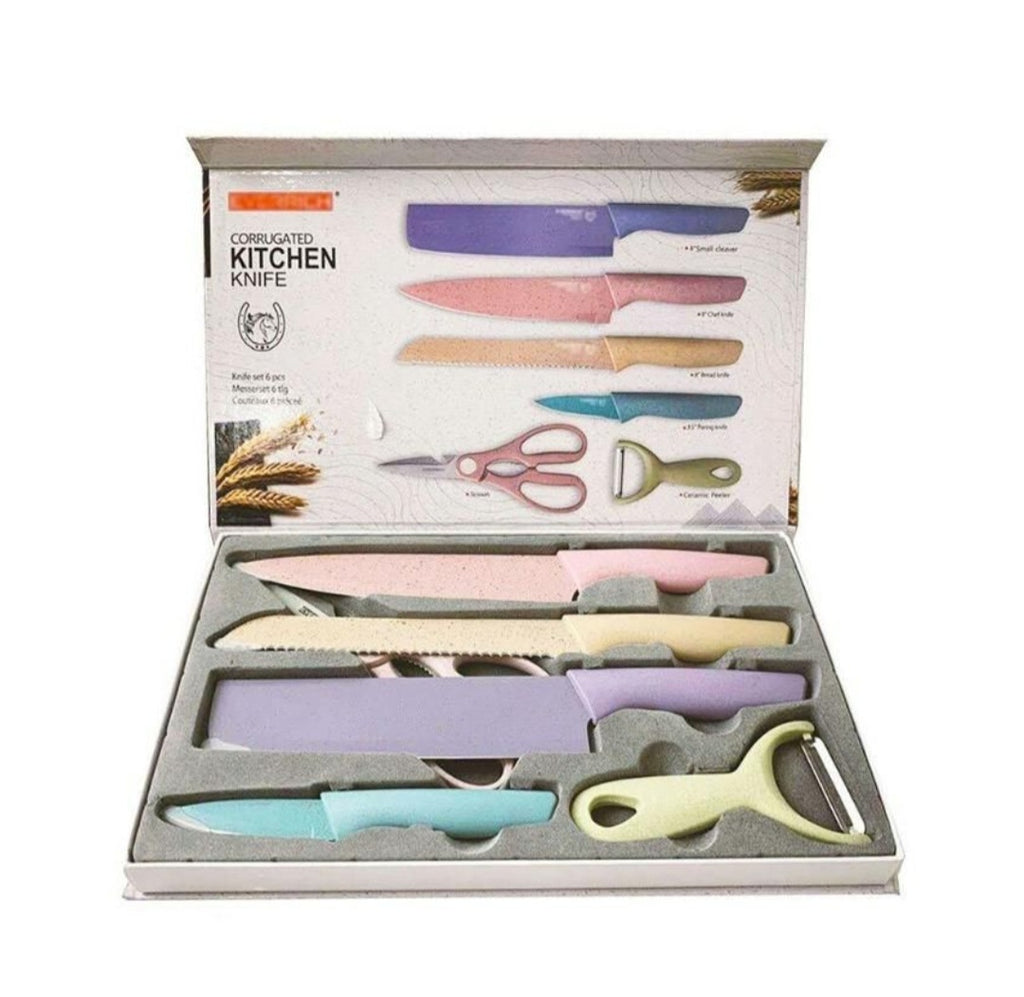 Pastel 6pcs Corrugated Kitchen knife set
