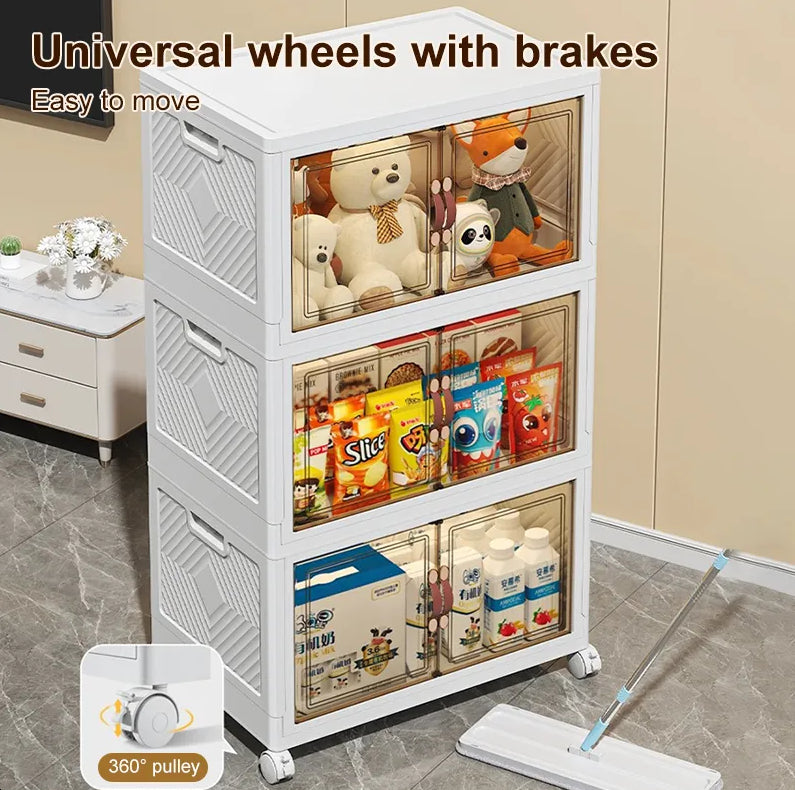 FlexiFold™ Multi-Purpose Mobile Storage Cabinet – 4-Tier Modular Organizer