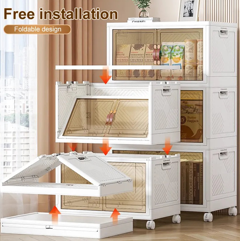 FlexiFold™ Multi-Purpose Mobile Storage Cabinet – 4-Tier Modular Organizer
