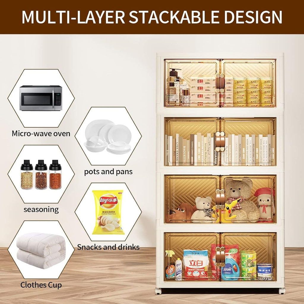 FlexiFold™ Multi-Purpose Mobile Storage Cabinet – 4-Tier Modular Organizer