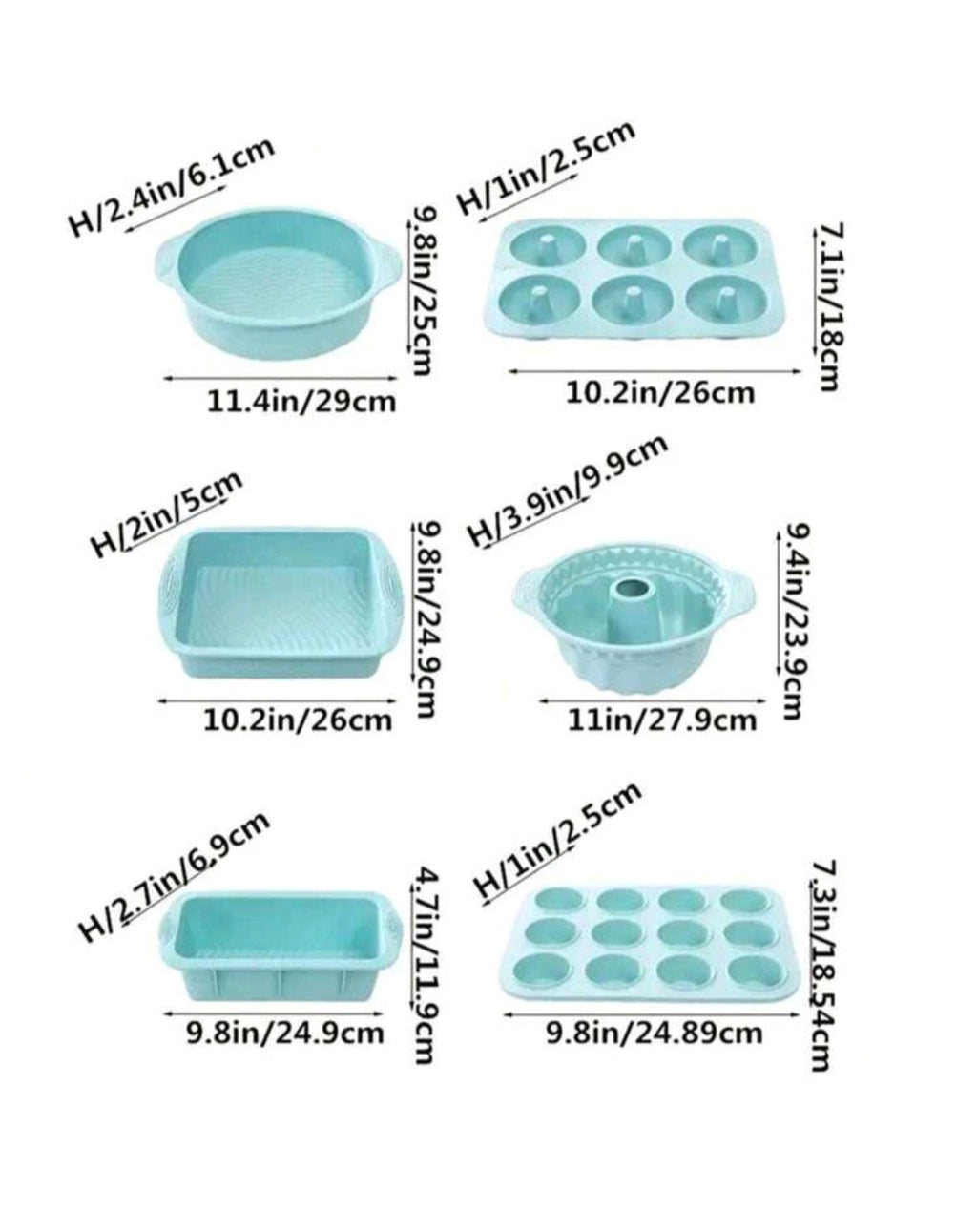 6pcs/set Silicone Baking supplies, Nonstick Silicone Baking Tray