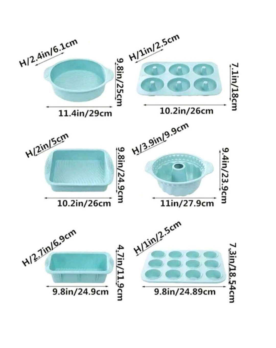6pcs/set Silicone Baking supplies, Nonstick Silicone Baking Tray