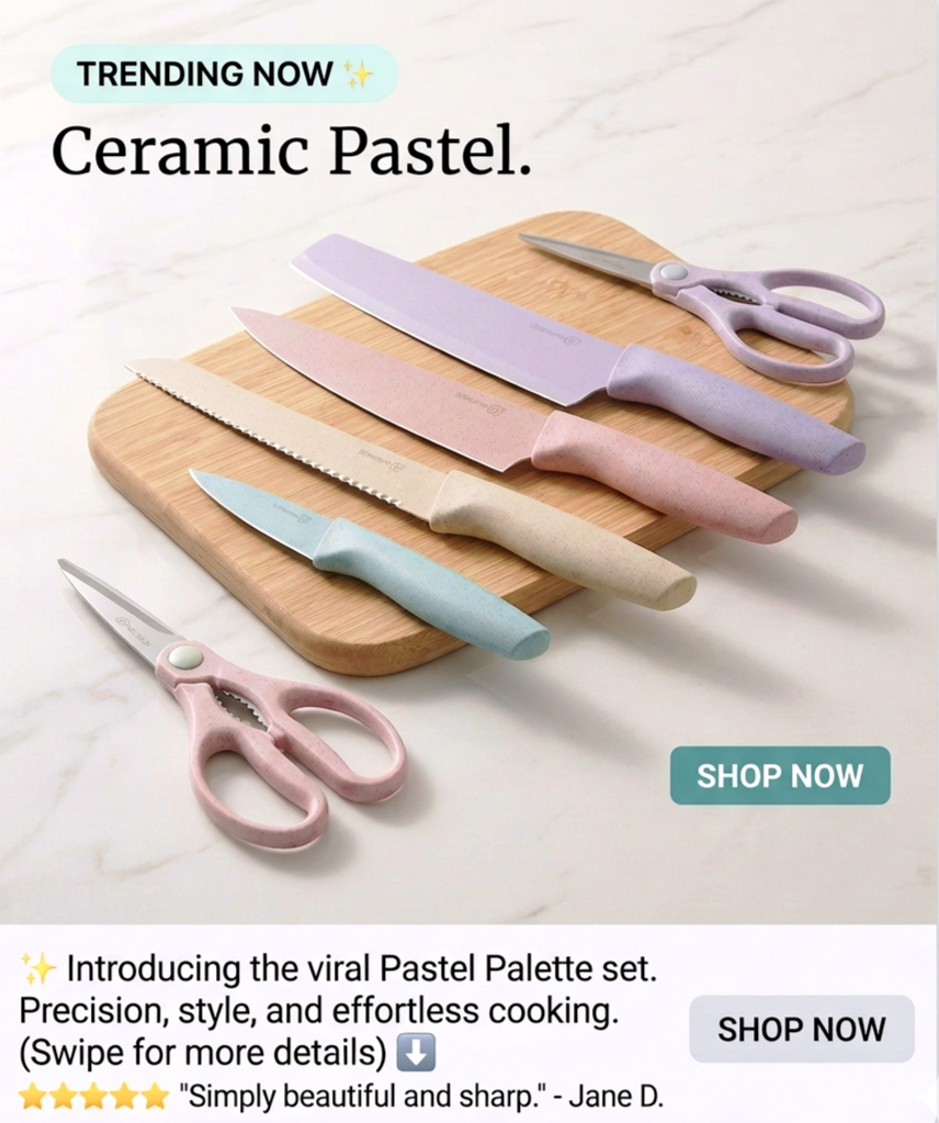 Pastel 6pcs Corrugated Kitchen knife set