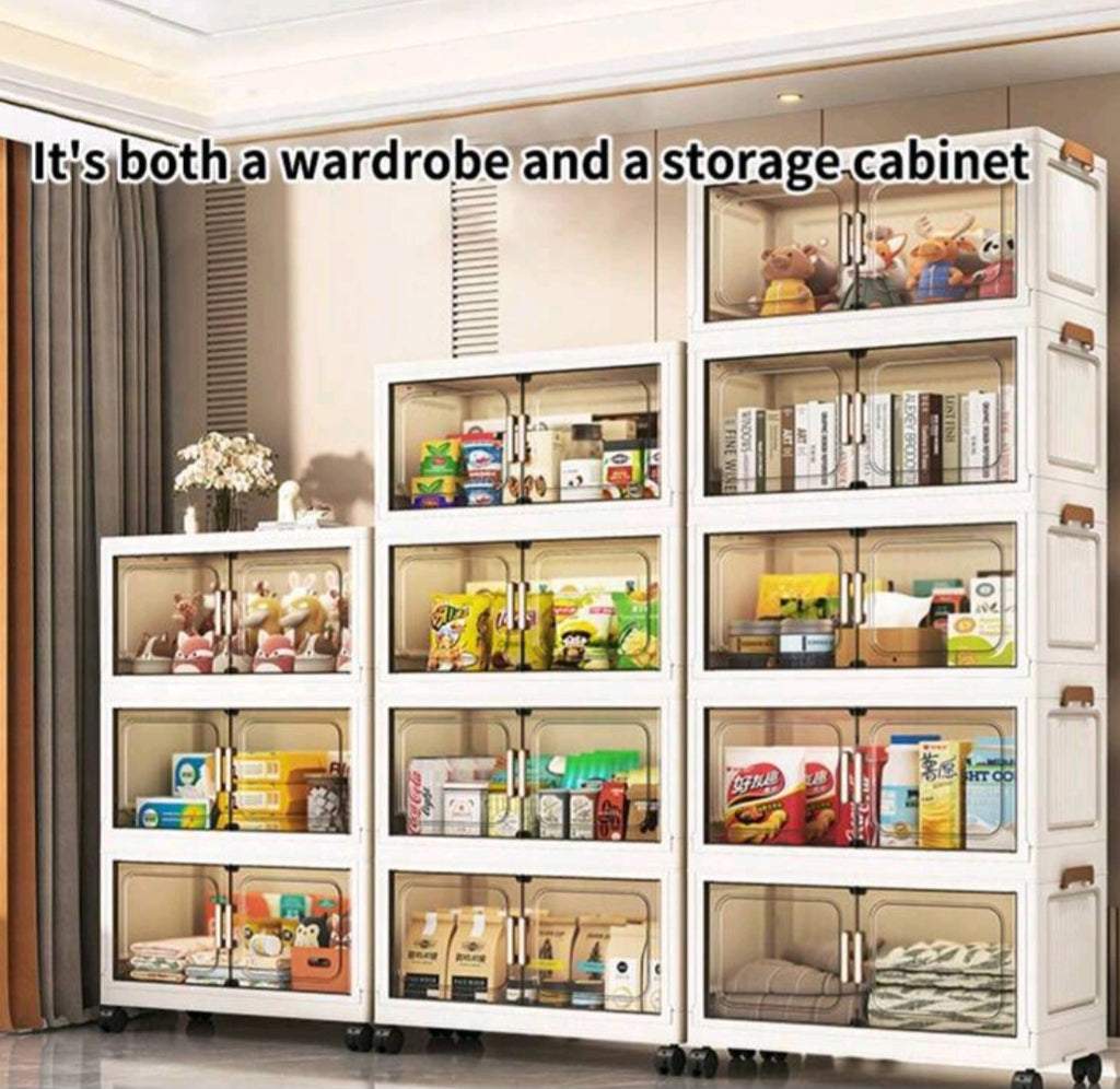 FlexiFold™ Multi-Purpose Mobile Storage Cabinet – 4-Tier Modular Organizer