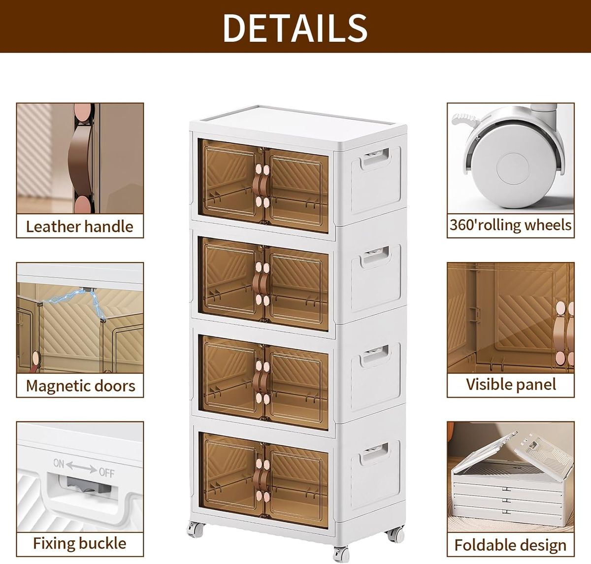 FlexiFold™ Multi-Purpose Mobile Storage Cabinet – 4-Tier Modular Organizer