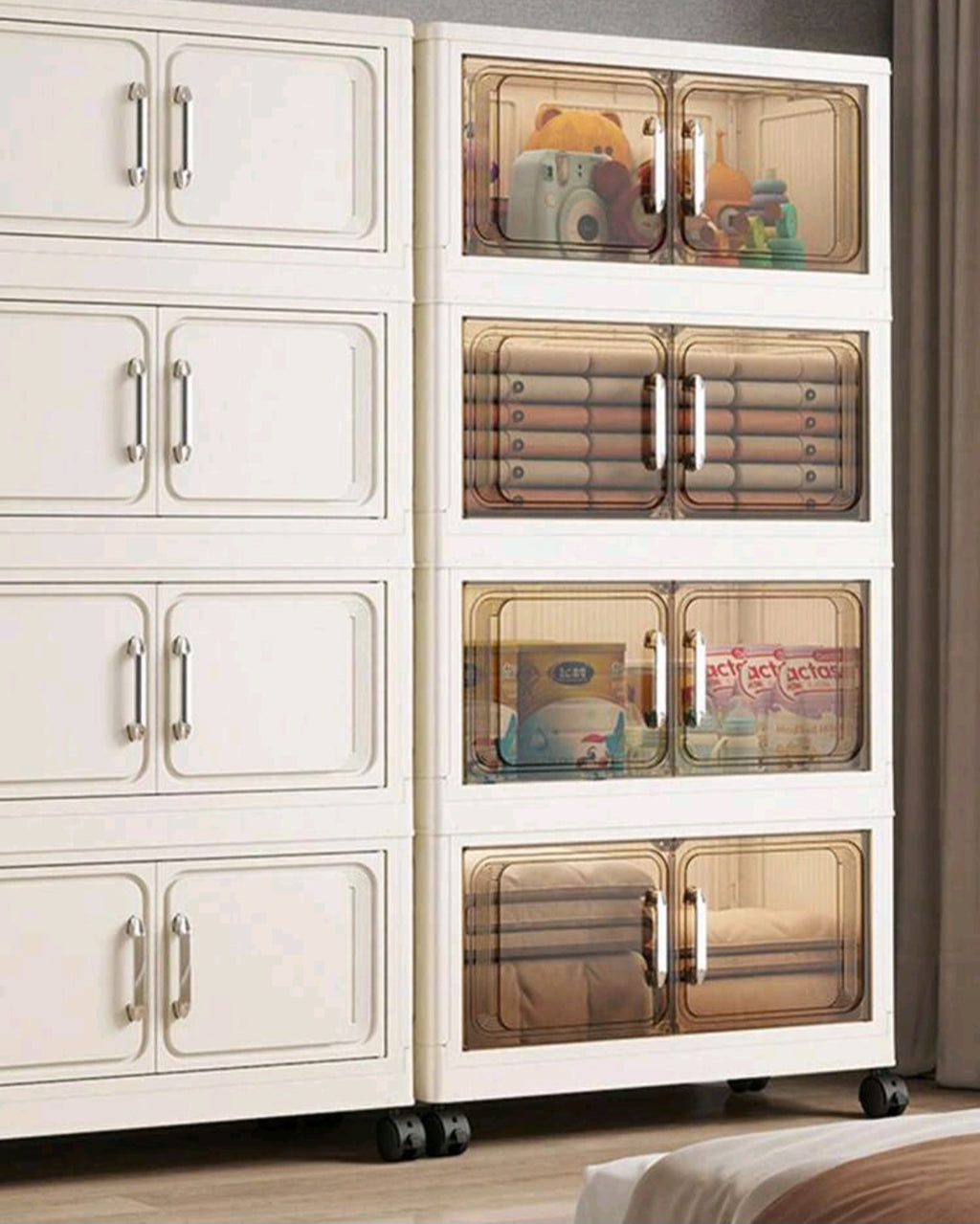 FlexiFold™ Multi-Purpose Mobile Storage Cabinet – 4-Tier Modular Organizer