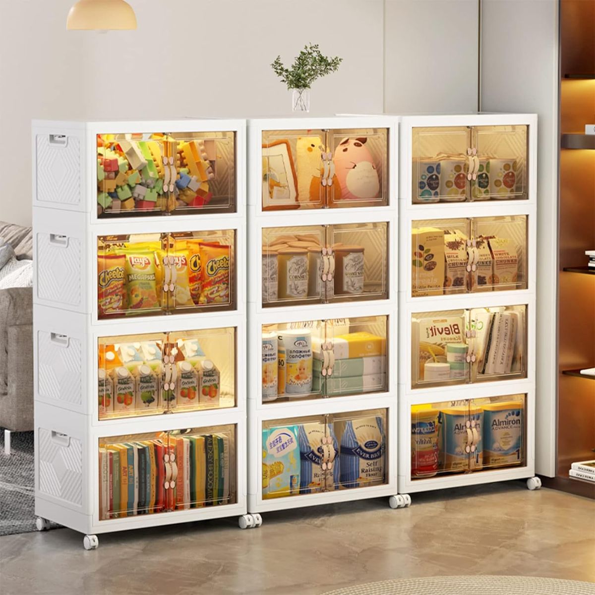 FlexiFold™ Multi-Purpose Mobile Storage Cabinet – 4-Tier Modular Organizer